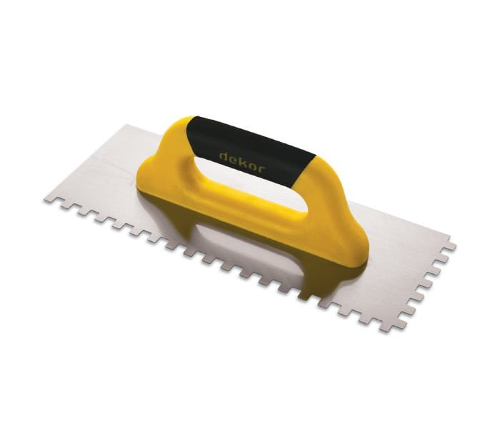 Tegel Spaan met inkepingen Vierkant, zacht handvat – gesloten uiteinde 50 cm (12×12) RVS
