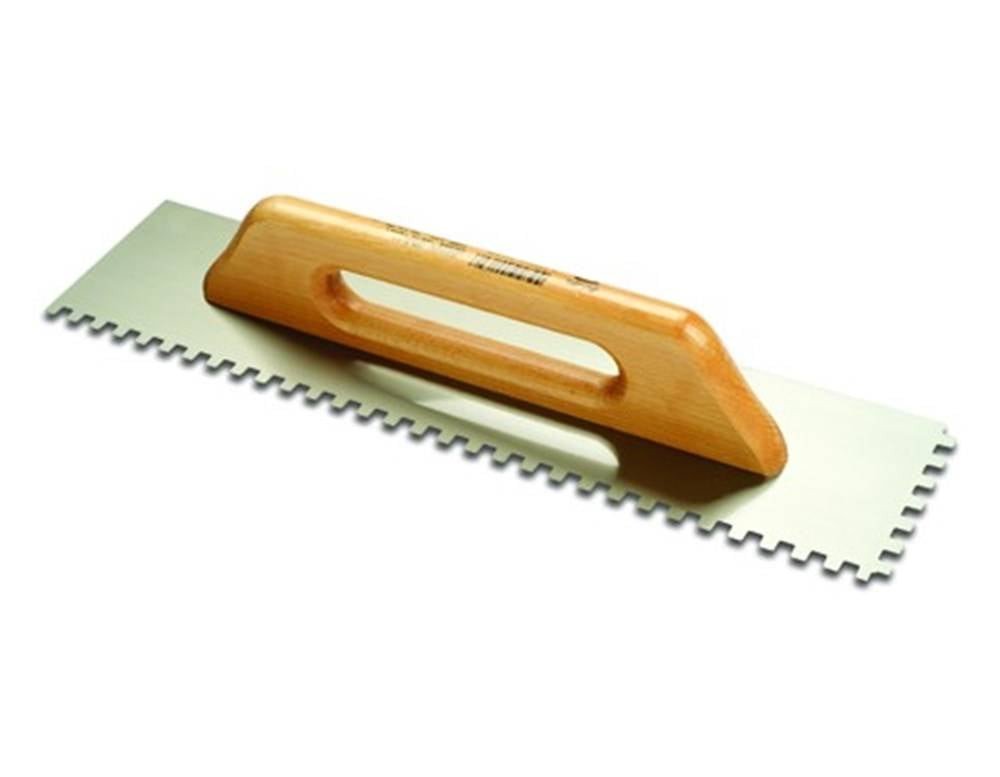 DEKOR Lijmkam vierkant getand – Houten gesloten handvat 120x400mm getand 12×12 RVS